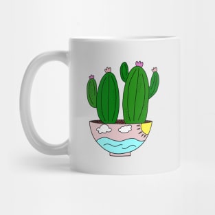 Cute Cactus Design #79: Sunny Cactus Ocean Mug